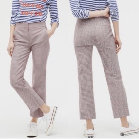 J. Crew Hayden Kickout Cropped Pants Plaid Red White Blue - Picture 8 of 8